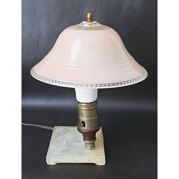 Vintage Art Deco Nude Lady Boudoir Frosted Glass Pink Plastic Clip On Shade - Picture 2 of 9
